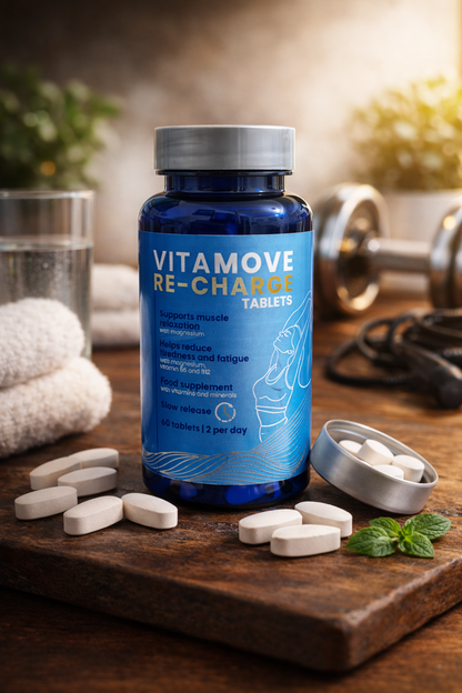 Vitamove Re-Charge Tablets – Energía, Recuperación Muscular y Reducción de la Fatiga